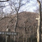 標高1000mの看板より大山を見上げる